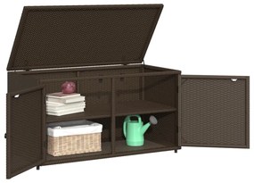 barna polyrattan kerti tárolószekrény 110 x 55 x 60,5 cm