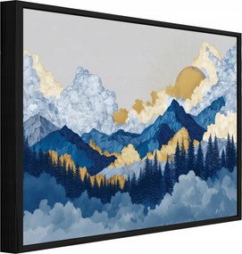 Vászonkép Fekete Keretben Hegyek Akvarell Erdő Nappali Hálószoba 100x70