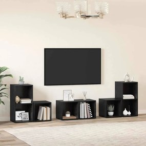 TV Szekrény Szett 6 pcs Fekete tölgy 37 x 35 x 72 cm Faanyag