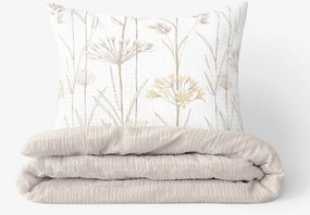 Goldea krepp ágyneműhuzat duo - kerti dísznövények, latte színű hátoldal 140 x 200 és 70 x 90 cm