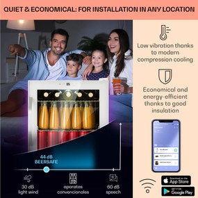 Klarstein Coachella 50, Smart, hűtő, 50 l, WiFi funkció, háttérvilágítás, rozsdamentes acél