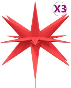 3 db összecsukható tüskés piros LED-es karácsonyi lámpa 57 cm