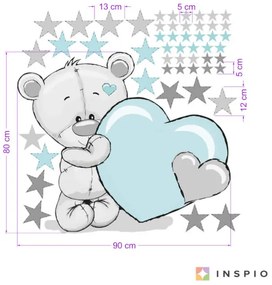 INSPIO Falmatrica - Menta színű maci csillagokkal