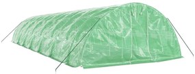zöld acélvázas melegház 70 m² 14 x 5 x 2,3 m