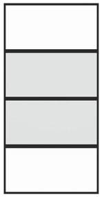 Fekete edzett üveg és alumínium tolóajtó 102,5 x 205 cm