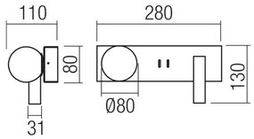 Redo 01-4660 - LED fali lámpatest NORMA LED/5W/230V + LED/3W CRI 90 USB fehér