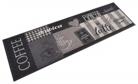 fekete mosható coffee feliratos bársony konyhaszőnyeg 45x150 cm