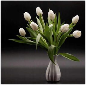 Poszterek 140x140 Fehér tulipánok vázában