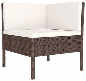 vidaXL 5 részes barna polyrattan kerti bútorszett párnákkal