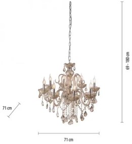 Paul Neuhaus 3081-97 - Kristálycsillár láncon GRACIA 8xE14/40W/230V arany