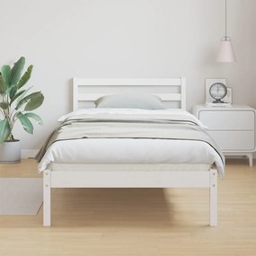 Ágykeret Fejtámlával Fehér 90x210 cm Tömör Fenyőfából