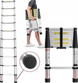 3,8M-ES Szabadon Ereszkedő, Összecsukható Alumínium Teleszkópos Létra A Lakásba