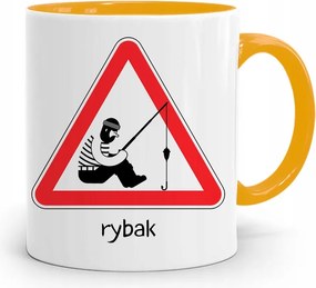 Sárga Horgász Bögre Figyelem! Ajándék fényképes nyomattal