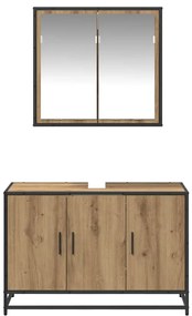 Fürdőszoba bútor szett 2 pcs kézműves tölgy 90 x 33 x 60 cm