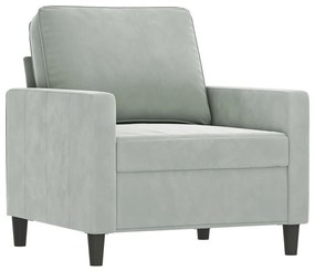 világosszürke bársony kanapéfotel 60 cm