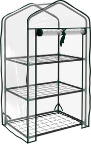 Outsunny 3-Tier Kerti Üvegház Terasz Üvegház 3 Polccal és 1 Cipzáras Ajtóval Növények, Virágok és Zöldségek Neveléséhez 59x39x127 cm Átlátszó | Aosom