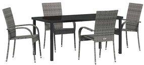 vidaXL Kert étkező szett 5 pcs Szürke Porszórt acél