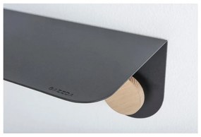 Hook fekete fali polc 2 akasztóval, hossz 70 cm - Gazzda