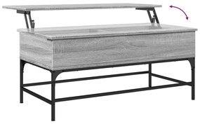 szürke sonoma szerelt fa és fém dohányzóasztal 100 x 50 x 45 cm