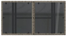 szürke polyrattan üveglapos kerti asztal 100x55x73 cm