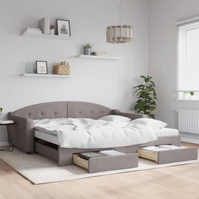 tópszínű kihúzható szövet heverő fiókkal 100 x 200 cm
