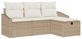 vidaXL Kanapé Szett párnával tárolóval 4 pcs Bézs polirattan