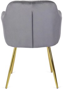 Szürke Bársony Étkezőszék Arany Lábbal. RAYA