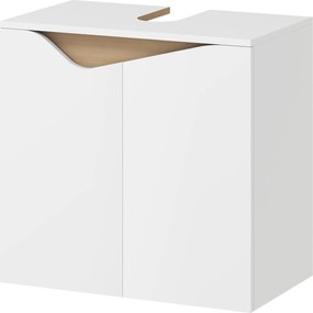 HOMCOM mosdó alatti szekrény, 2 lágyan záródó ajtó, modern, 60 x 35 x 57,9 cm, fehér/natúr | Aosom