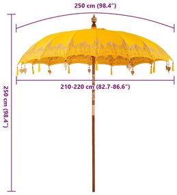 Balinéz Napernyő Sárga (210-220) x 260 cm Pamut és tömör fa