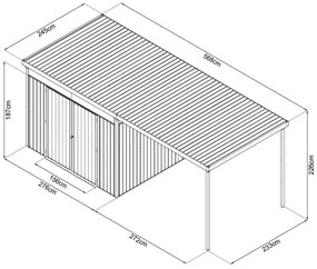 Avenberg MAGNUS Kerti ház fényáteresztő ablakokkal + bővítés 2.5 x 5.8 m - Premium