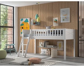 Fehér magasított borovi fenyő gyerekágy 90x200 cm SCOTT – Vipack