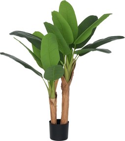 HOMCOM Műbanán Növény 120 cm Pot és 15 Levél Belső Dísznövény | Aosom