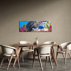 Kép - Santorini, Görögország (órával) (90x30 cm)