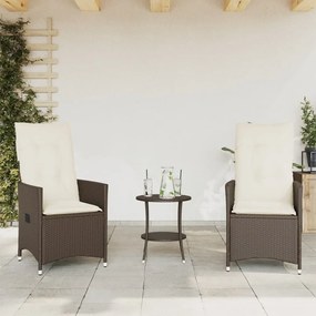 3 részes barna polyrattan bisztrógarnitúra párnákkal