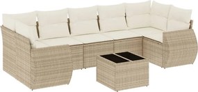 vidaXL 8 részes bézs polyrattan kerti ülőgarnitúra párnával