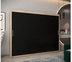 Ruhásszekrény 250 cm Toki (szonoma tölgy + matt fekete). 1064871