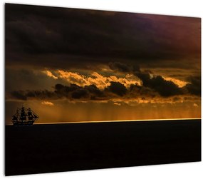Egy vitorlás naplementekor képe (70x50 cm)