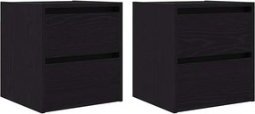vidaXL 2 db fekete tölgy falra szerelhető éjjeliszekrény 38x34x40 cm