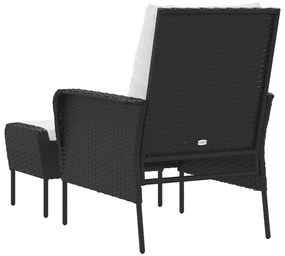 fekete polyrattan kerti szék lábtartóval