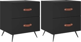 vidaXL 2 db fekete szerelt fa és vas éjjeliszekrény 40 x 35 x 47,5 cm