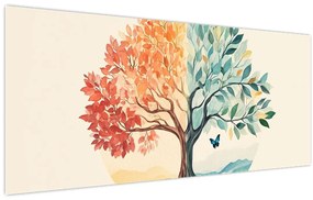 Kép – Duális fa pillangóval (120x50 cm)
