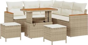 vidaXL Kerti Kanapé Szett párnával 8 pcs Bézs Poli rattan
