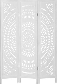 HOMCOM 3-paneles Beltéri Hálószoba Elválasztó, Hajtható Faragott Fa Elválasztó Otthonra és Irodára, 120x170cm, Fehér | Aosom