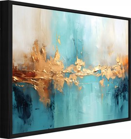Vászonkép Fekete Keretben Absztrakt Türkiz Nappali Hálószoba 100x70