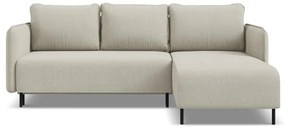 Bézs kinyitható-tárolóhelyes sarokkanapé (jobb oldali) Luana – Makamii