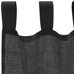 vidaXL 2 db fekete fátyolfüggönyök fülecske tetejével 140x260 cm