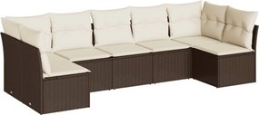 vidaXL 7 részes barna polyrattan kerti ülőgarnitúra párnákkal