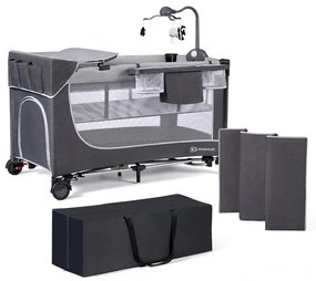 KINDERKRAFT - Utazó kiságy LEODY ezüst