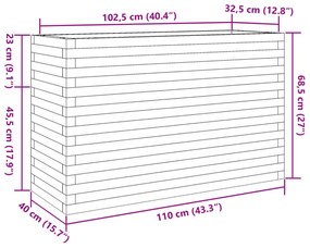 viaszbarna tömör fenyőfa kerti virágtartó 110 x 40 x 68,5 cm