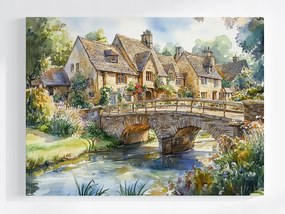 Vászonkép Canvas Város Anglia Cotswolds Falu Híd Házak 100x75
